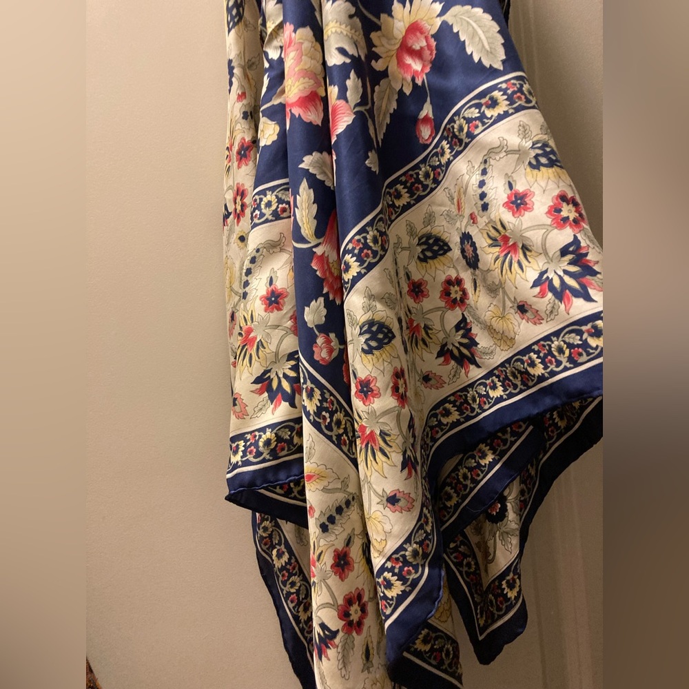 Large silk scarf perfect for wrapping up in a beautiful top to complete you